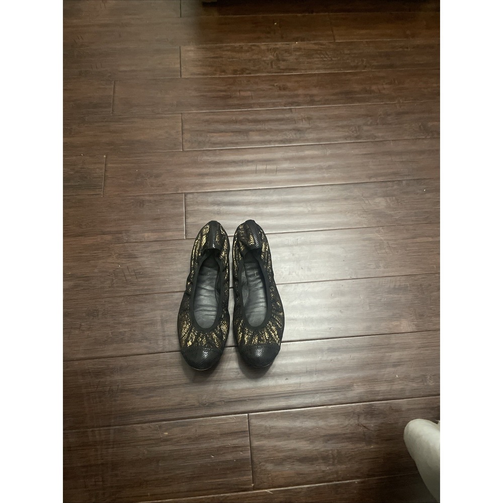 Chanel Black Lace and Gold Metallic Ballet Flats Size 39.5 - Picture 8 of 8